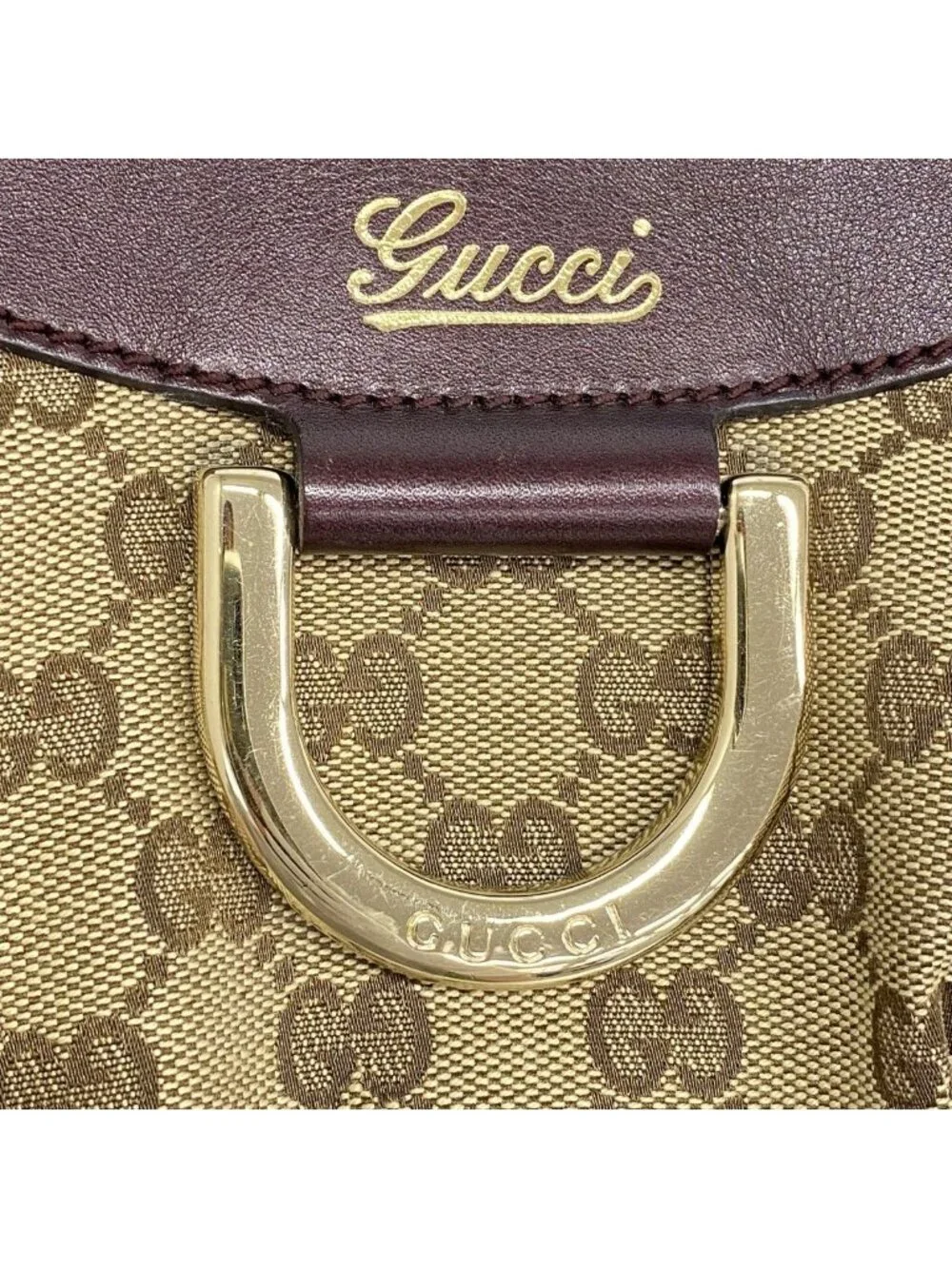 Gucci Handbag GG Canvas Abbey Beige Bordeaux Champagne Gold
